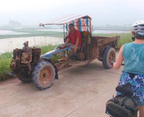 Rice paddy tractor.